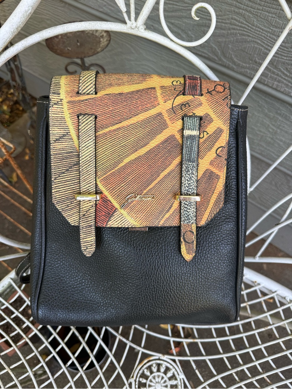 Gattioni planet series bag, 13x10” Black LeatherBackpack with